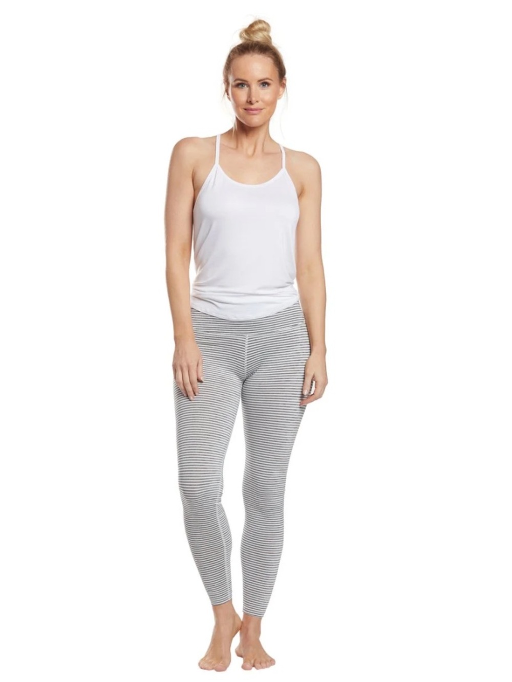 Gorgeous Beyond Yoga True To Stripe High Waisted leggings in white heather surf